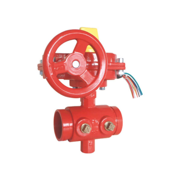V18 Grooved-butterfly-valve-Gear-actuator-tamper-switch-tapped-body