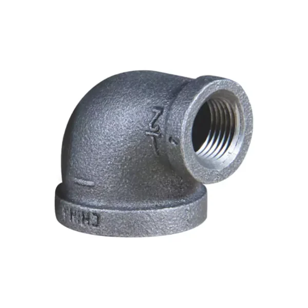 Malleable cast iron 90° reducing elbow