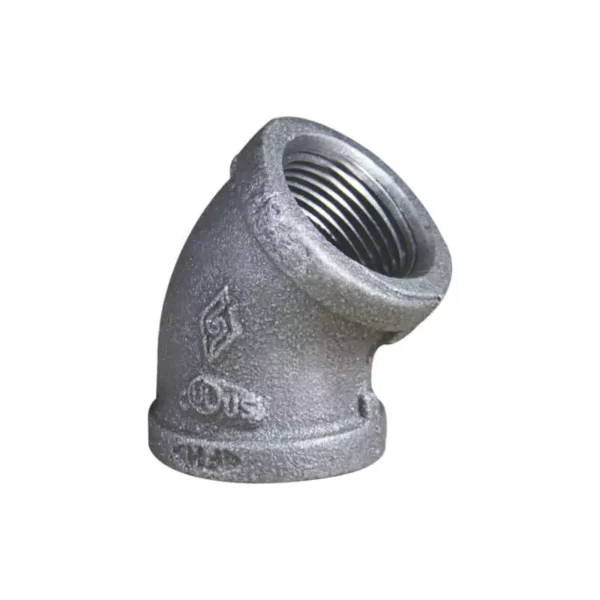 Malleable iron 45° straight elbow