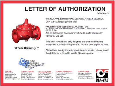 CLA-VAL Authorization Letter