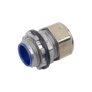 Raintight EMT compression connector with insulated throat