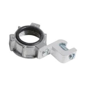 Grounding metallic conduit bushing with insulated throat