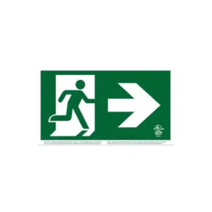 Photoluminescent running man exit sign