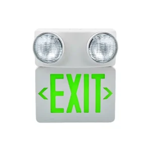 Self-contained maintained text-based exit sign and top emergency light combo